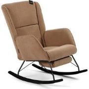 Aemely® Schommelstoel 'Relax' - Bruin Ribstof, Zwart Hout