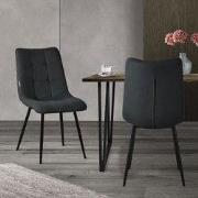 Eetkamerstoelen set van 2 antraciet Keukenstoel met polyester hoes en ...