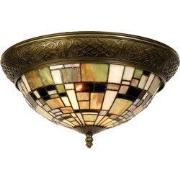 Lumilamp Plafondlamp Tiffany Ø 38x19 cm Groen Bruin Kunststof
