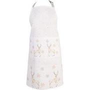 Clayre & Eef Keukenschort 70x85 cm Wit Beige Katoen Hert