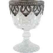 Clayre & Eef Theelichthouder Ø 8x11 cm Zilverkleurig Glas