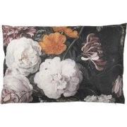 Clayre & Eef Sierkussen 60x40 cm Zwart Wit Polyester Bloemen