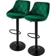 Barkruk set van 2 groen fluwelen bekleding met rugleuning en voetenste...