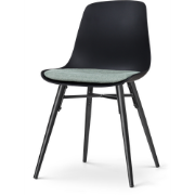 Nena-Liv eetkamerstoel zwart met zacht groen zitkussen - zwart houten ...