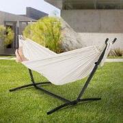 XXL hangmat met stalen frame tot 250 kg Beige incl. draagtas ML-Design