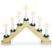 2 stuks - Kaarsenbrug hout 7 led naturel