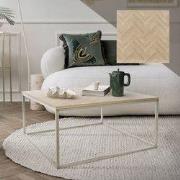 Salontafel 80x40 cm visgraatmotief eiken look met stalen frame ML desi...