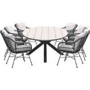 Garden Impressions Lucas tuinset 9-delig - Tulli tuintafel 280x140 cm