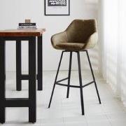 Draaibare Barkruk Groen Eco-leer Elise - Met Armleuning - Zithoogte 79...