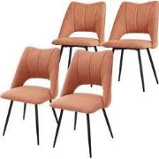 Eetkamerstoel set van 4 oranje gestoffeerd incl. montagemateriaal Gest...