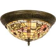 Lumilamp Plafondlamp Tiffany Ø 38x19 cm Beige Roze Glas Bloemen