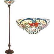 Lumilamp Tiffany Vloerlamp Ø 35x180 cm Beige Rood Glas Bloemen