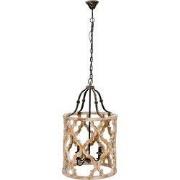 Clayre & Eef Hanglamp Ø 48x85 cm Grijs Hout