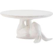 Clayre & Eef Taartplateau op Voet Ø 17x8 cm Wit Keramiek Haas