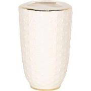 Clayre & Eef Tandenborstelhouder 7x12 cm Wit Goudkleurig Keramiek