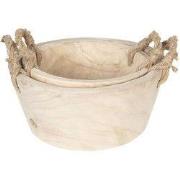 Clayre & Eef Opbergmand Set van 2 Ø 36 / Ø 29 cm Beige Hout