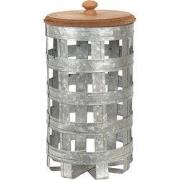 Clayre & Eef Blikken Bewaardoos Ø 14x26 cm Grijs Hout