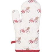 Clayre & Eef Ovenwant 18x30 cm Rood Wit Katoen Fiets