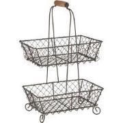 Clayre & Eef Etagère 2 laags 23x15x37 cm Zwart IJzer