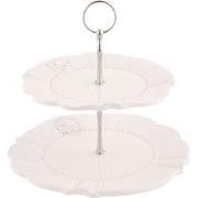 Clayre & Eef Etagère 2 laags 23 cm Beige Keramiek