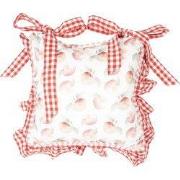Clayre & Eef Kussenhoes Stoelkussen 40x40 cm Wit Rood Katoen Appels