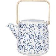 Clayre & Eef Theepot 800 ml Blauw Wit Porselein Bloemen