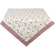 Clayre & Eef Tafelkleed 130x180 cm Rood Wit Katoen Rozen