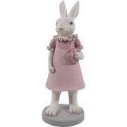 Clayre & Eef Beeld Konijn 9x8x20 cm Wit Roze Polyresin