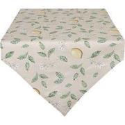 Clayre & Eef Tafelloper 50x160 cm Beige Groen Katoen Citroen