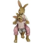Clayre & Eef Beeld Konijn 15 cm Roze Kunststof