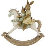 Clayre & Eef Beeld Konijn 20 cm Beige Wit Kunststof