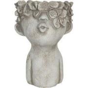 Clayre & Eef Bloempot 11x11x18 cm Grijs Steen