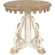 Clayre & Eef Bijzettafel Rond Ø 80x81 cm Bruin Wit Hout