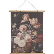 Clayre & Eef Wandkleed 80x100 cm Bruin Wit Hout Bloemen