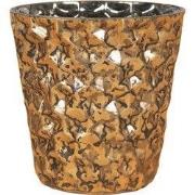 Clayre & Eef Theelichthouder Ø 9x10 cm Bruin Glas