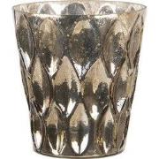 Clayre & Eef Theelichthouder Ø 9x11 cm Goudkleurig Glas