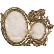 Clayre & Eef Fotolijst 15x18 cm Goudkleurig Polyresin Bloemen