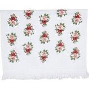 Clayre & Eef Gastendoekje 40x66 cm Wit Groen Katoen Rozen