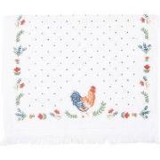 Clayre & Eef Gastendoekje 40x66 cm Wit Groen Katoen Haan