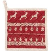 Clayre & Eef Pannenlap 20x20 cm Rood Beige Katoen Kerst