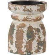 Clayre & Eef Kandelaar Ø 12x15 cm Bruin Wit Hout