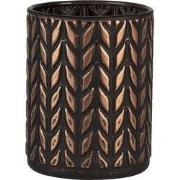 Clayre & Eef Theelichthouder Ø 8x10 cm Koperkleurig Zwart Glas