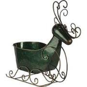 Clayre & Eef Beeld Rendier 34x17x37 cm Groen IJzer Slee