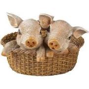 Clayre & Eef Beeld Varken 11x11x16 cm Bruin Roze Kunststof Varken