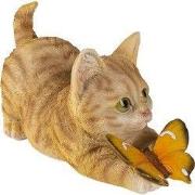 Clayre & Eef Beeld Kat 19x8x10 cm Bruin Beige Kunststof