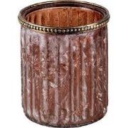 Clayre & Eef Theelichthouder Ø 10x12 cm Bruin Glas