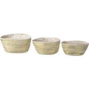 Clayre & Eef Opbergmand Set van 3 Ø 26 Ø 23 Ø 20 cm Wit Touw