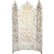 Clayre & Eef Kamerscherm 124x186 cm Wit Goudkleurig Hout