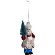 Clayre & Eef Kersthanger Kerstman 16 cm Rood Blauw Glas