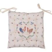 Clayre & Eef Stoelkussen Foam 40x40 cm Beige Blauw Katoen Kip en Haan